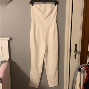 Express Ivory Strapless Jumpsuit